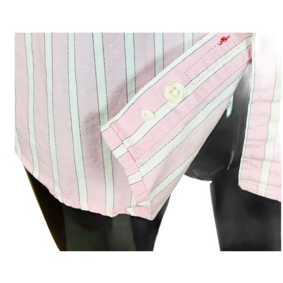 Vintage GUESS Men's Pink Striped Button-Down Dress Shirt Size XL/XXL - Picture 6 of 10